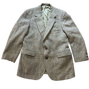 Vintage Harris Tweed Sport Coat Sz 44R Gray 2-Button Part Lined Scottish Wool